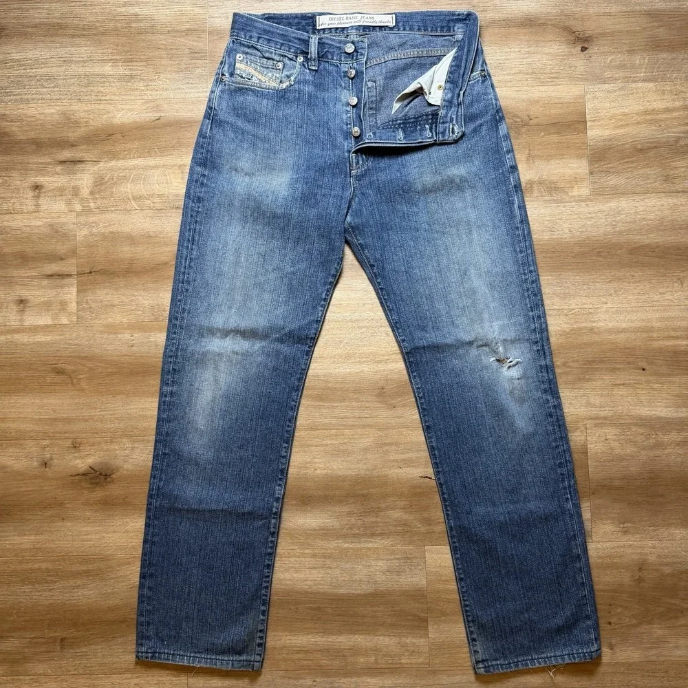 Vintage Diesel Fellow Jeans Men 30x30 Blue Straight Leg Distressed Italy (Tag33)